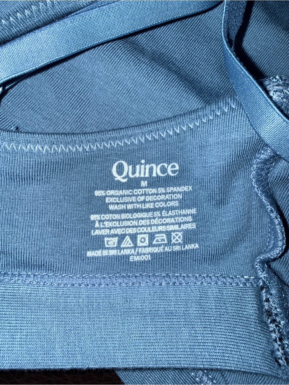Quince Organic Cotton Scoop Neck Bralette Blue Adjustable Straps Size M 2 pk - Picture 4 of 4